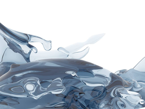 Splashing blue sparkling pure water. Abstract nature background. 3d render illustration - Foto, imagen