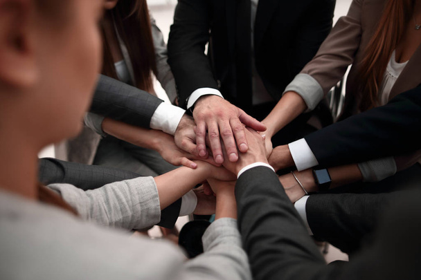 Close-Up of hands business team showing unity with putting their hands together. - Foto, Imagem