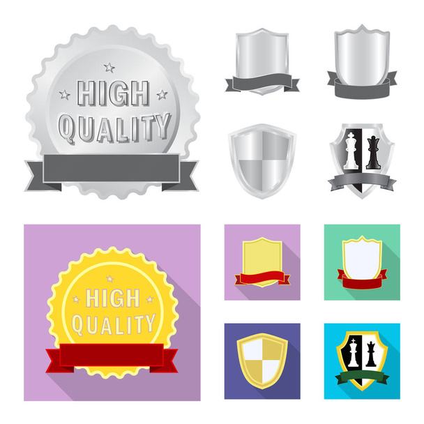 Vector illustration of emblem and badge icon. Set of emblem and sticker vector icon for stock. - Διάνυσμα, εικόνα