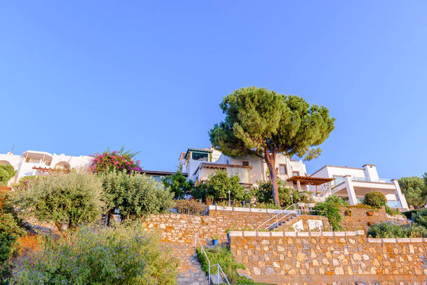 Panoramic view of Typical Aegean architecture houses with white color in Bodrum,Turkey. - Фото, изображение