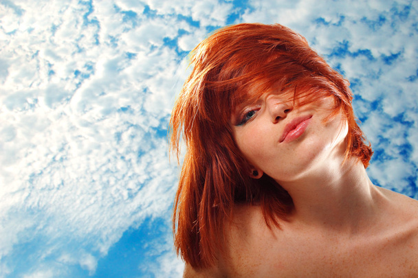 summer teen girl beautiful freckles redheaded - Photo, image