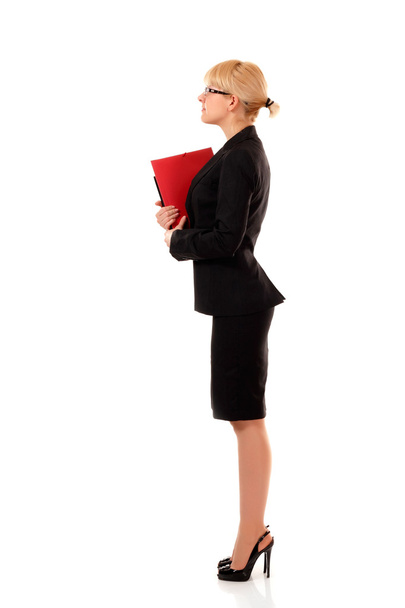 businesswoman successful in profile full-length isolated on whit - Foto, afbeelding
