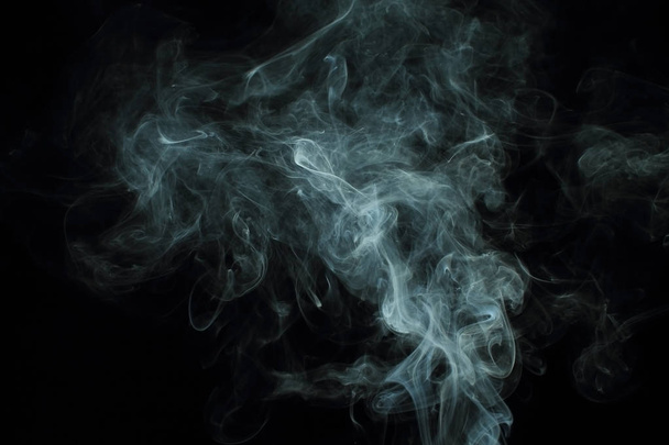 Abstract white smoke texture on black background - Photo, Image