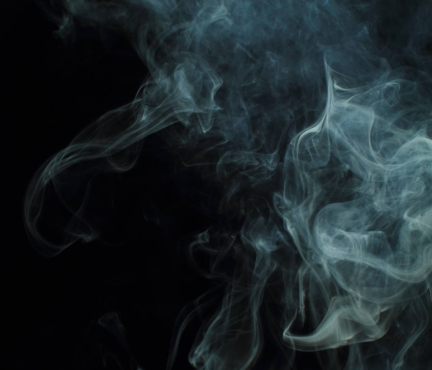 Abstract white smoke texture on black background - Photo, Image