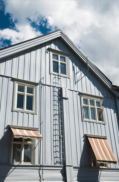 low angle view of beautiful building under cloudy blue sky Lillehammer, Oppland, Norway - Foto, immagini