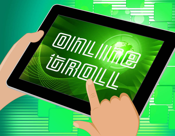 Online kaba alaycı tehdit Troll 3d gösterilmiştir siber kabadayı taktikleri Cyber yırtıcı Trolling tarafından - Fotoğraf, Görsel