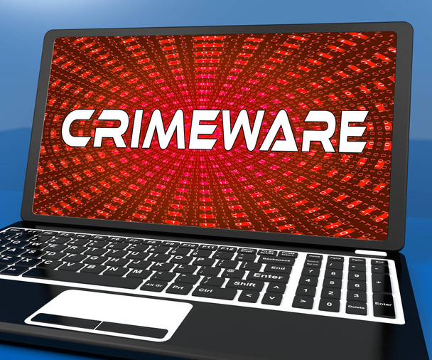 クライムウェア デジタル サイバー ハック 3 d レンダリングを示していますコンピューター犯罪とインターネットまたはコンピューター上のデジタルの悪意のあるマルウェアを悪用 - 写真・画像