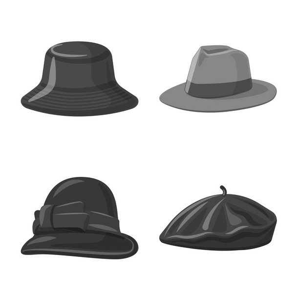 Isolated object of headgear and cap symbol. Set of headgear and accessory vector icon for stock. - Вектор, зображення
