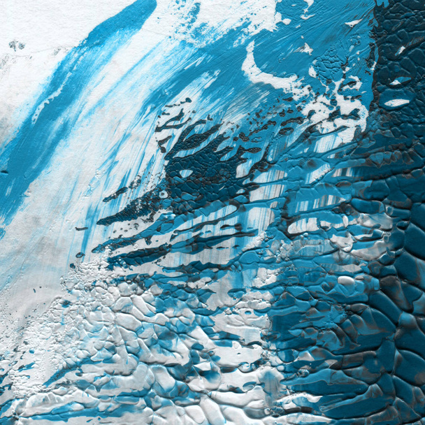 blue acrylic paint texture, abstract background - Foto, imagen