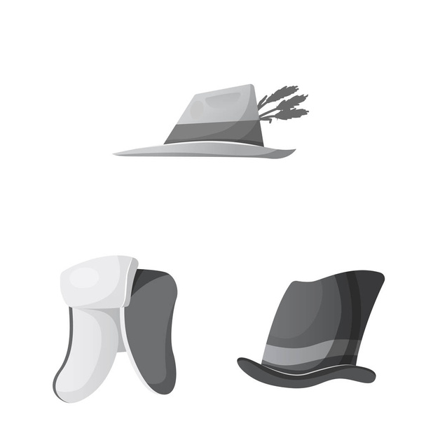 Vector design of headgear and cap icon. Set of headgear and accessory stock symbol for web. - Wektor, obraz