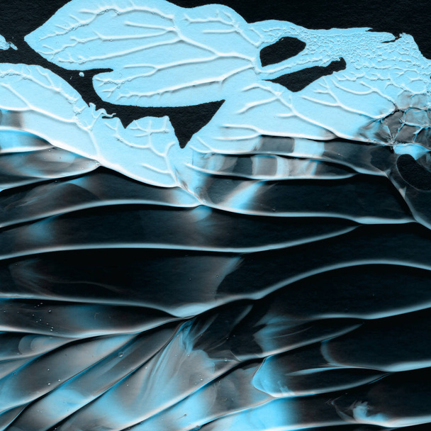 blue acrylic paint texture, abstract background - Zdjęcie, obraz