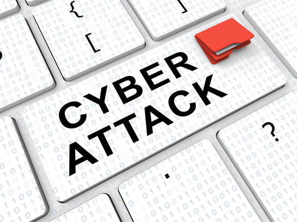 Hacker Cyberattack Malicious Infected Spyware 3d Rendering muestra violación de la computadora de la red infectada
 - Foto, imagen