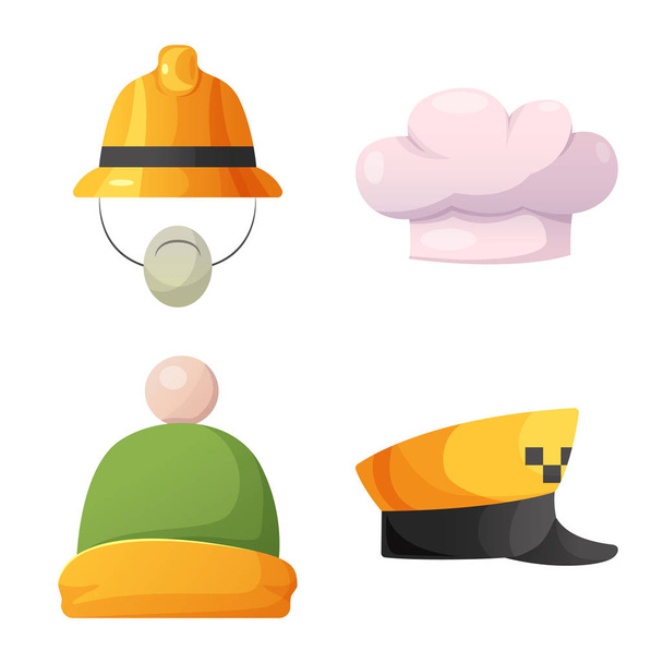 Isolated object of headgear and cap logo. Set of headgear and accessory vector icon for stock. - Vektor, kép