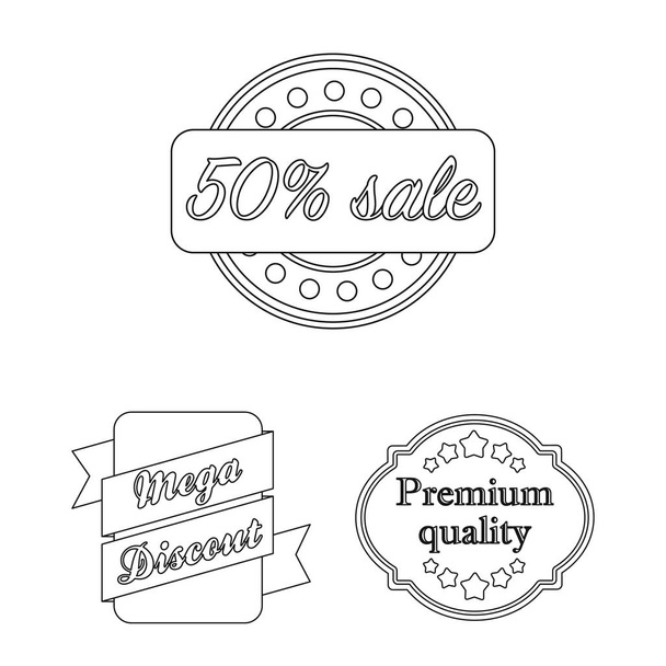 Different label outline icons in set collection for design. Index and brand vector symbol stock web illustration. - Διάνυσμα, εικόνα