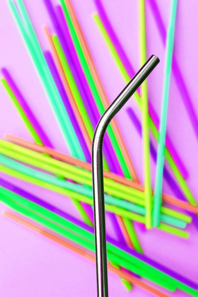 straw straws metal reusable plastic drinking background colourful  full screen copy space stock, photo, photograph, image, picture, - Photo, Image