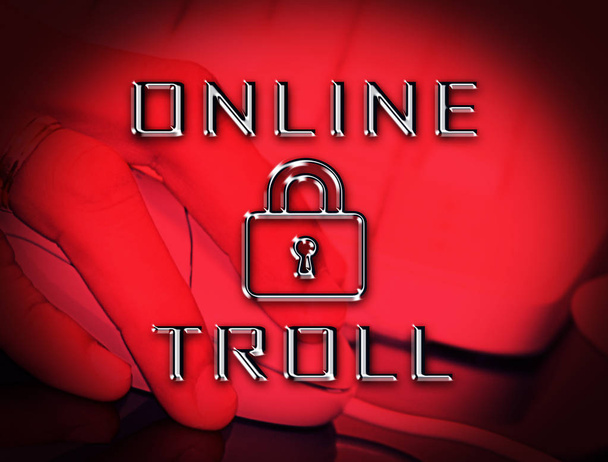 Онлайн-тролль Грубая саркастическая угроза 2d Иллюстрация показывает тактику киберпространства хулиганов Троллинг кибер-хищников
 - Фото, изображение