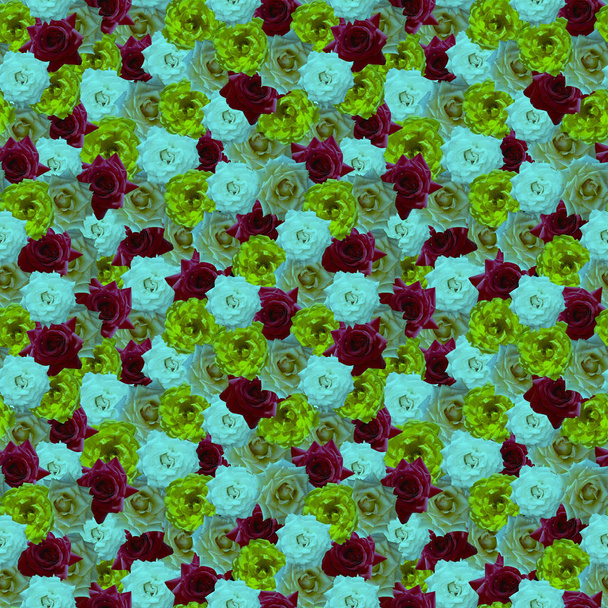 Seamless solid pattern of natural roses. Bright saturated color. lie beside without a gap. For printing on paper and fabric. - Фото, зображення