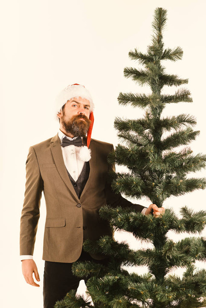 Manager with beard get ready for Christmas. Man in suit - Foto, immagini