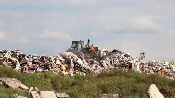 spychacz na składowisko odpadów - Materiał filmowy, wideo