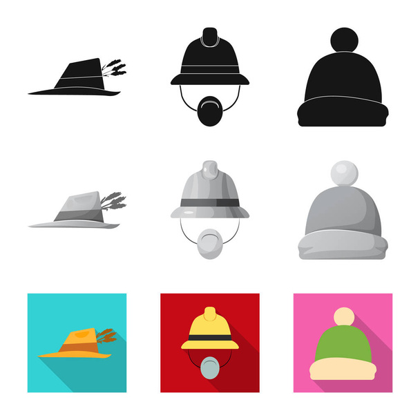 Isolated object of headgear and cap logo. Collection of headgear and accessory stock symbol for web. - Vektori, kuva