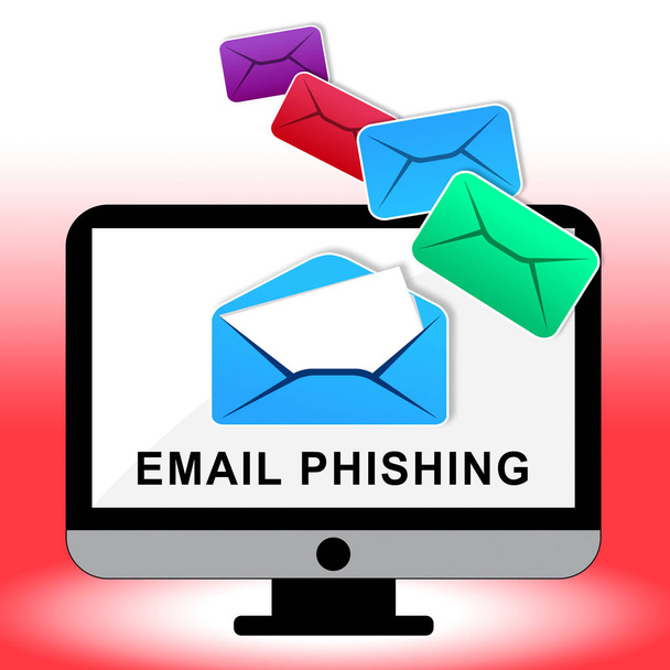 Phishing E-mail Internet Threat Protection 2d Illustration Shows Caution Against Email Phish To Steal Identity Information - Photo, Image