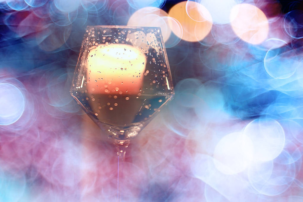 glass of white wine  on table in the restaurant  - Foto, Imagen