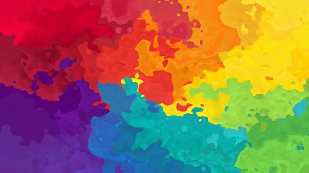 abstraktes animiertes Hintergrundvideo mit nahtlosem Schleifeneffekt - Aquarell-Kleckseffekt - Regenbogen-Farbspektrum - magenta, rosa, rot, orange, gelb, grün, blau, violett und lila - Filmmaterial, Video