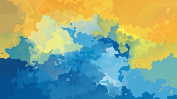 abstracto animado manchado fondo sin costura bucle de vídeo - efecto de mancha de acuarela - amarillo soleado naranja y azul cielo color
 - Imágenes, Vídeo