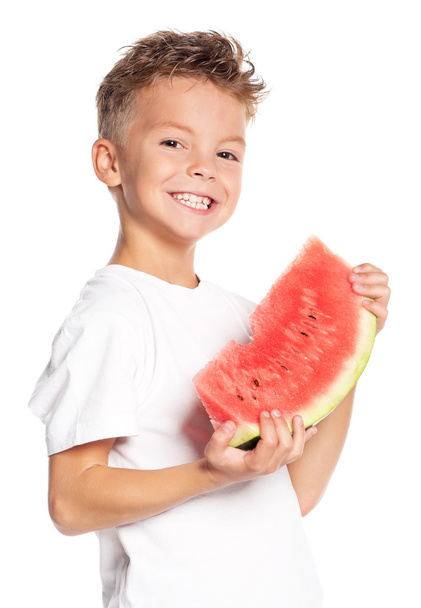 Boy with watermelon - Фото, изображение