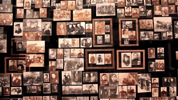 Wall with old photos - Footage, Video