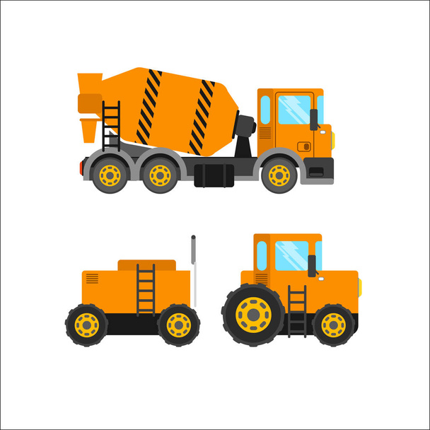 Vektor-Illustration für Baumaschinen auf weißem Hintergrund - Vektor, Bild
