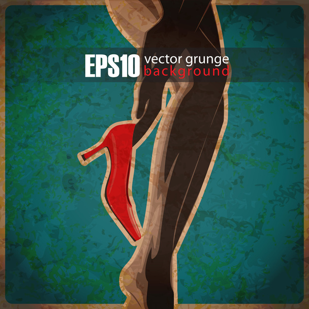 EPS10 vintage background with women foots - Vector, Imagen