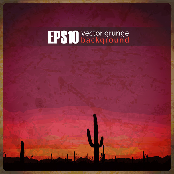 EPS10 vintage background with mexican desert sunset - Vektor, Bild