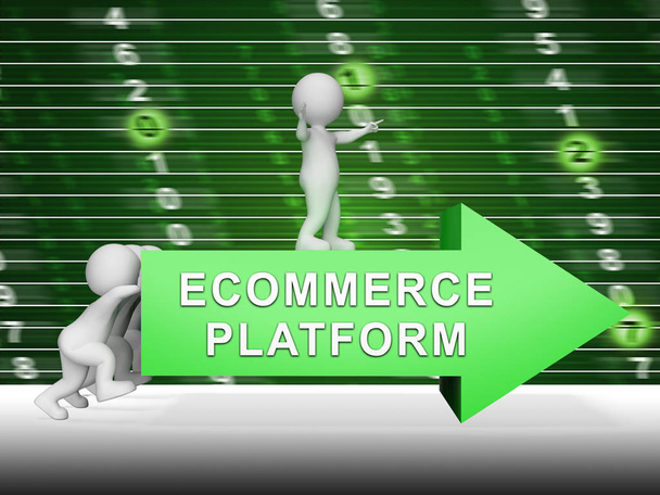 Платформа електронної комерції Віртуальний портал 3d рендерингу показує з використанням віртуального електронного магазину для демонстрації програмного забезпечення або продуктів
 - Фото, зображення