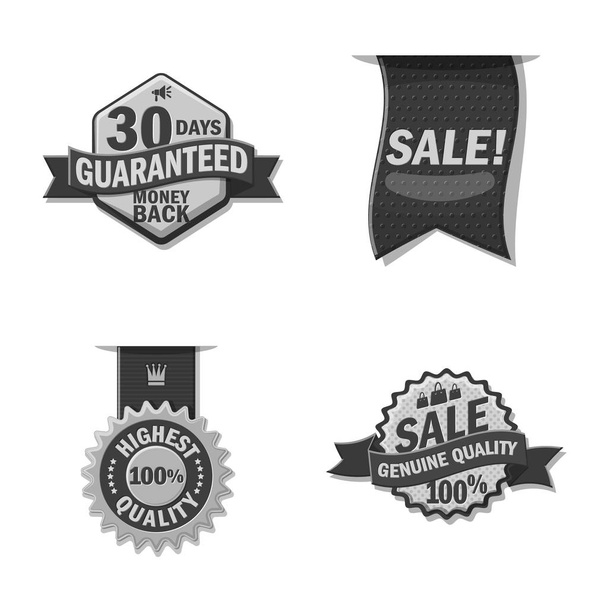 Vector illustration of emblem and badge icon. Set of emblem and sticker stock symbol for web. - Vecteur, image