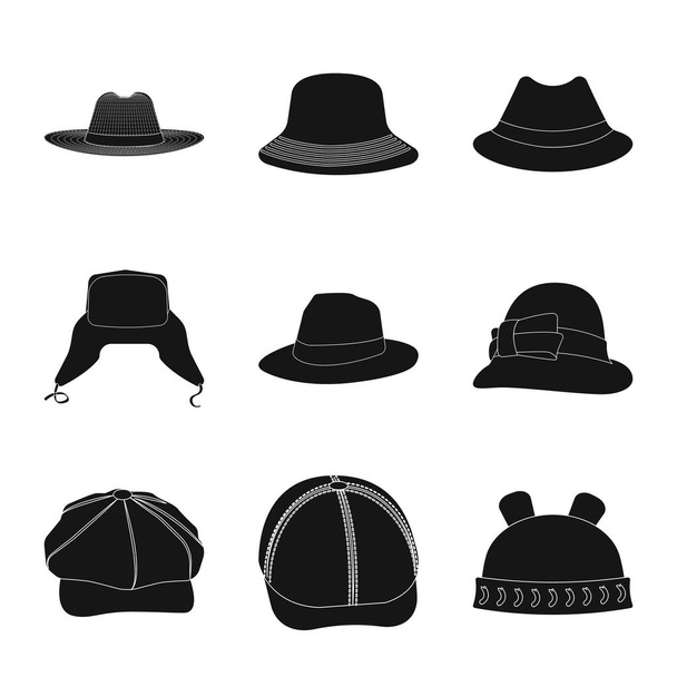 Vector design of headgear and cap sign. Set of headgear and accessory stock vector illustration. - Вектор,изображение