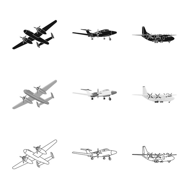 Vector illustration of plane and transport icon. Set of plane and sky stock vector illustration. - Vector, Image