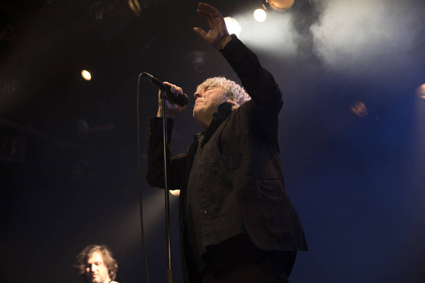 Amsterdam, The Netherlands - 10 february, 2018: concert of Belgian rock band Tjens Matic with singer Arno at venue Melkweg - 写真・画像