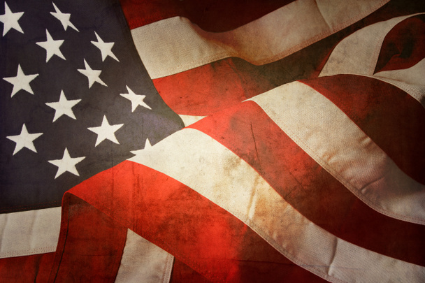 Closeup of grunge American flag - Photo, Image