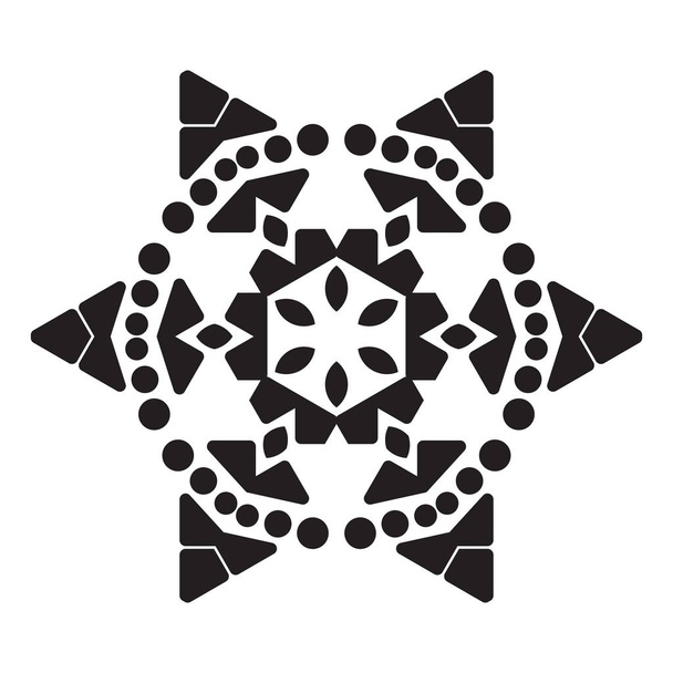 Простой значок снежинки с точками и круглыми элементами, выделенными на белом фоне. Элемент снежинки для дизайна рождественской зимы и новогоднего украшения. Векторные символы холодильника или логотип
 - Вектор,изображение