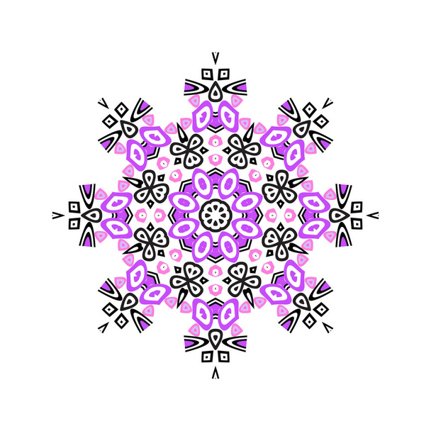 Индийская мандала или просто значок снежинки изолированы на белом фоне. Элемент снежинки для дизайна рождественской зимы и новогоднего украшения. Векторные символы холодильника или логотип
 - Вектор,изображение