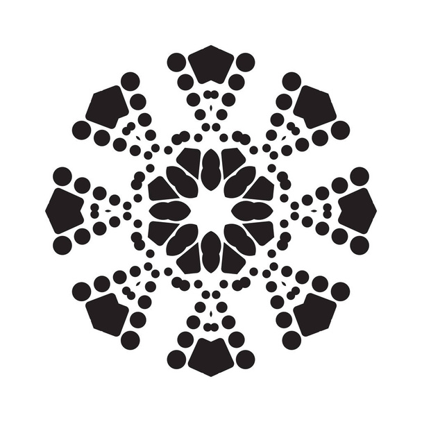 einfaches Schneeflockensymbol mit Punkten und runden Elementen auf weißem Hintergrund. Schneeflockenelement für Weihnachtswinterdesign und Neujahrsdekoration. Kühlschrankvektorsymbole oder Logo - Vektor, Bild