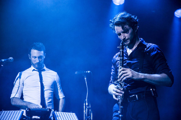Amsterdam, The Netherlands  16 March, 2016: concert of French Caravan Palace at venue Melkweg - Foto, afbeelding