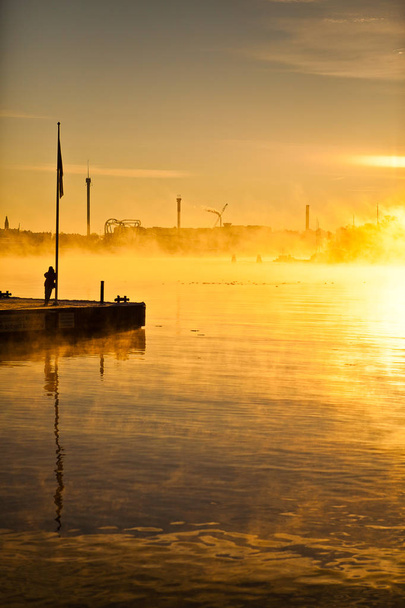 zimní ráno, Strandvgen Stockholm  - Fotografie, Obrázek