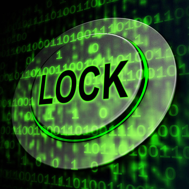 Ciberseguridad Lock Digital Threat Security 3D Rendering muestra la cerca de privacidad contra el malware de Internet o los hackers del sistema
 - Foto, imagen