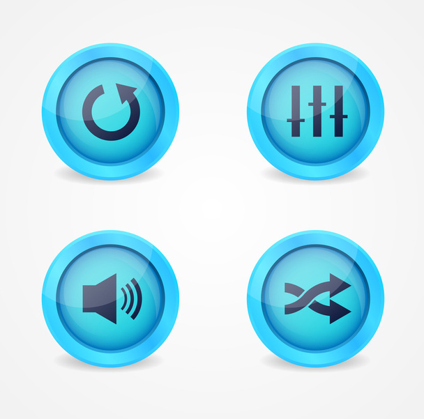 Media player glossy buttons collection - Vektor, Bild