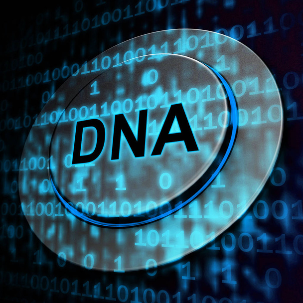 Бинарные Dna хромосомы Цифровые биты 3D рендеринг показывает биохимических биотехнологий или генетики данных или микробиологии науки
  - Фото, изображение