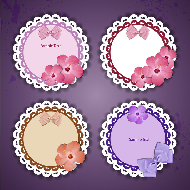 Set of vector floral frames with lace - Vector, Image