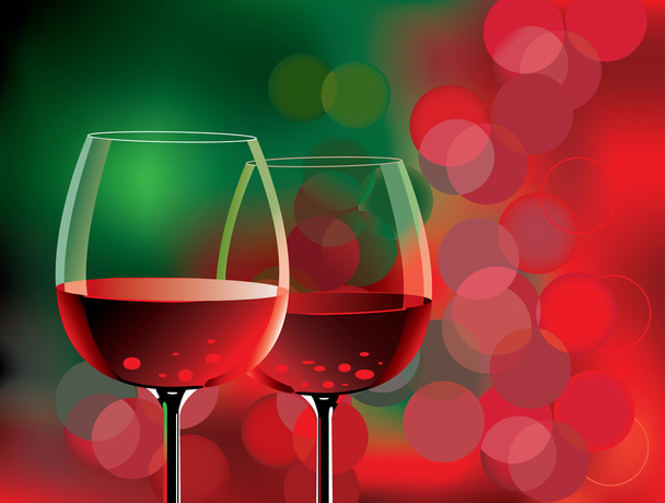 rode wijn glazen - Vector, afbeelding