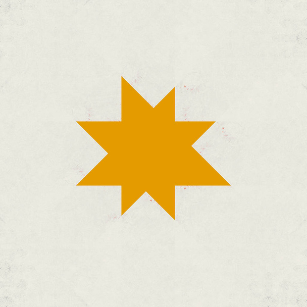 painted orange star shape on light poster background - Photo, image
